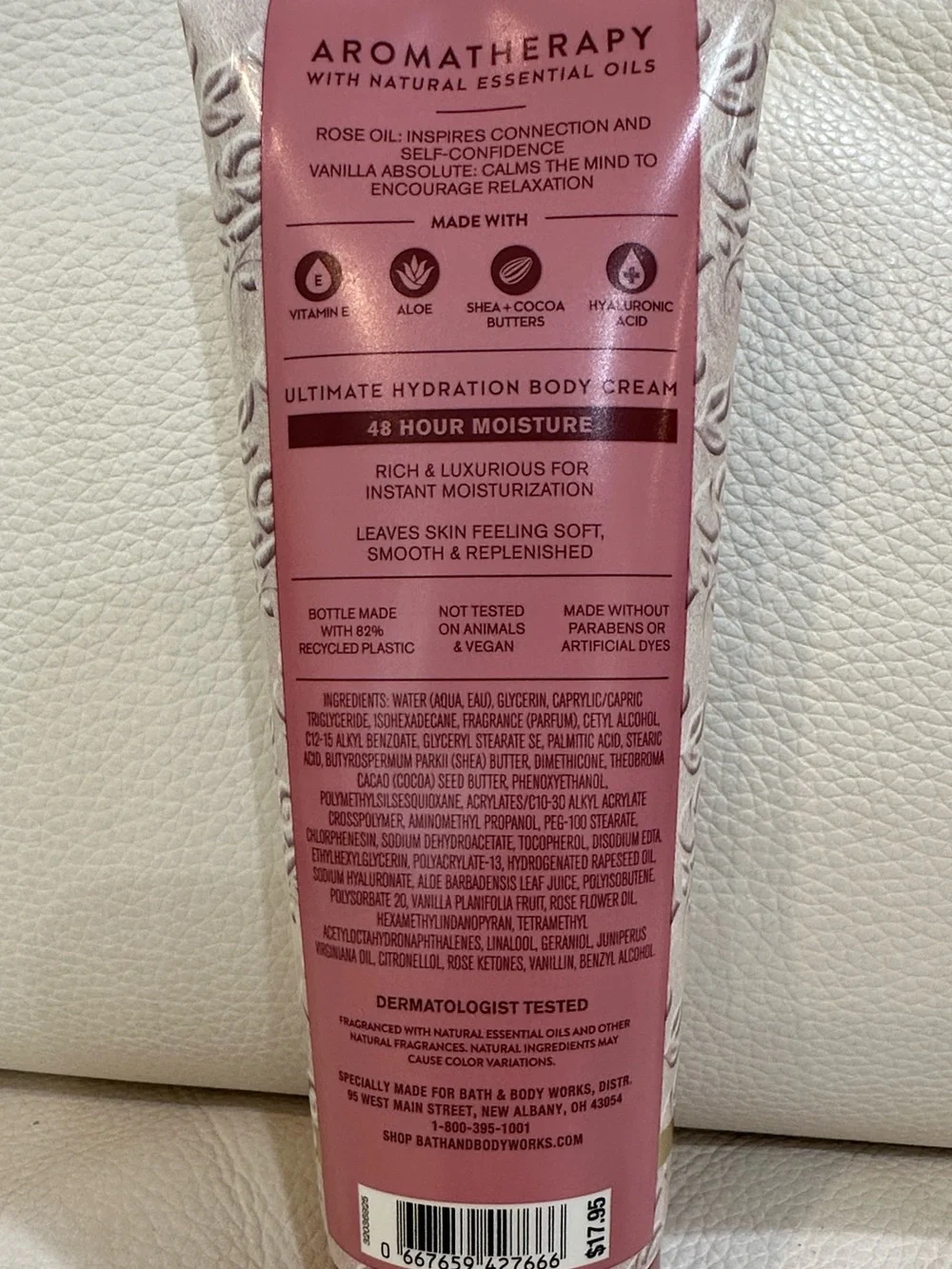 Bath and Body Works Rose Vanilla  Wash, Lotion and Cream 3 Pieces Set Full Size